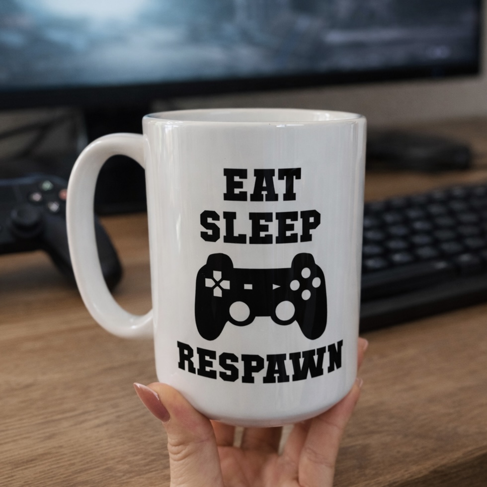 Kubek dla gracza - eat sleep respawn